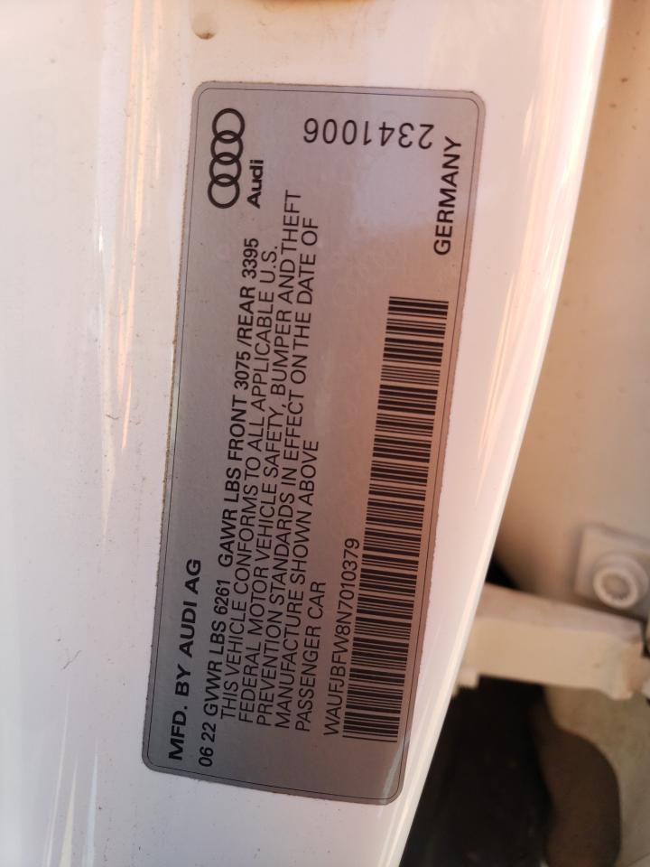 2022 AUDI E-TRON GT PREMIUM PLUS VIN:WAUFJBFW8N7010379