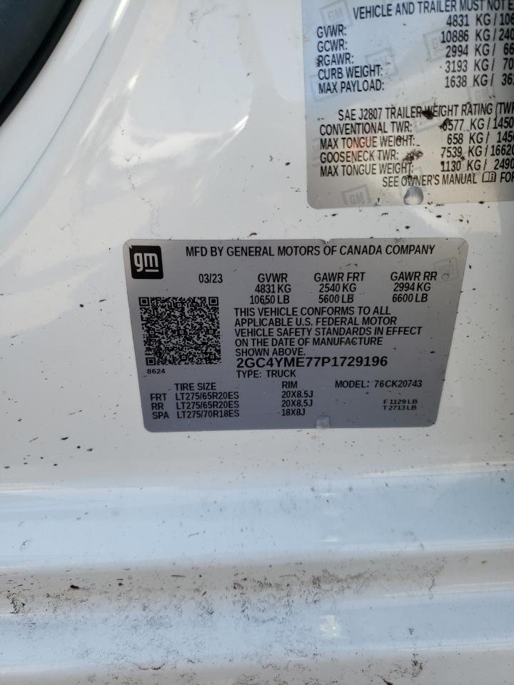 2023 CHEVROLET SILVERADO K2500 CUSTOM VIN:2GC4YME77P1729196