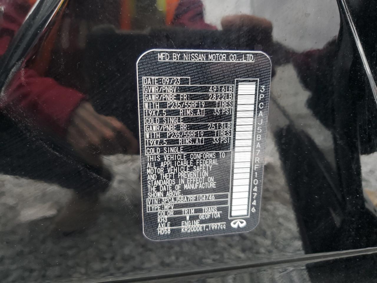 2024 INFINITI QX50 LUXE VIN:3PCAJ5BA7RF104746