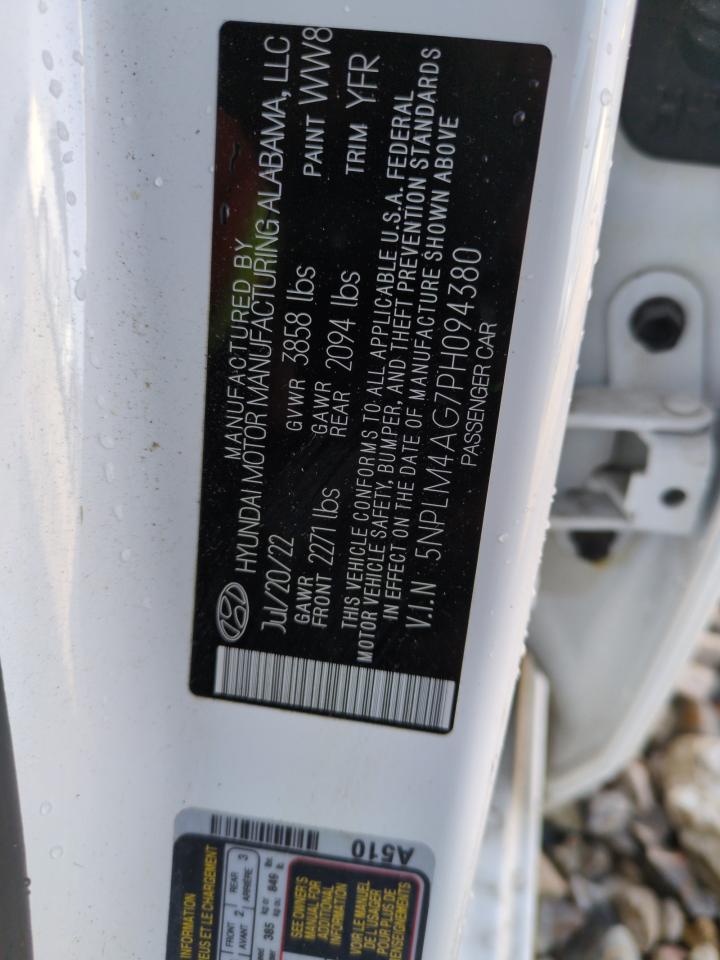 2023 HYUNDAI ELANTRA SEL VIN:5NPLM4AG7PH094380