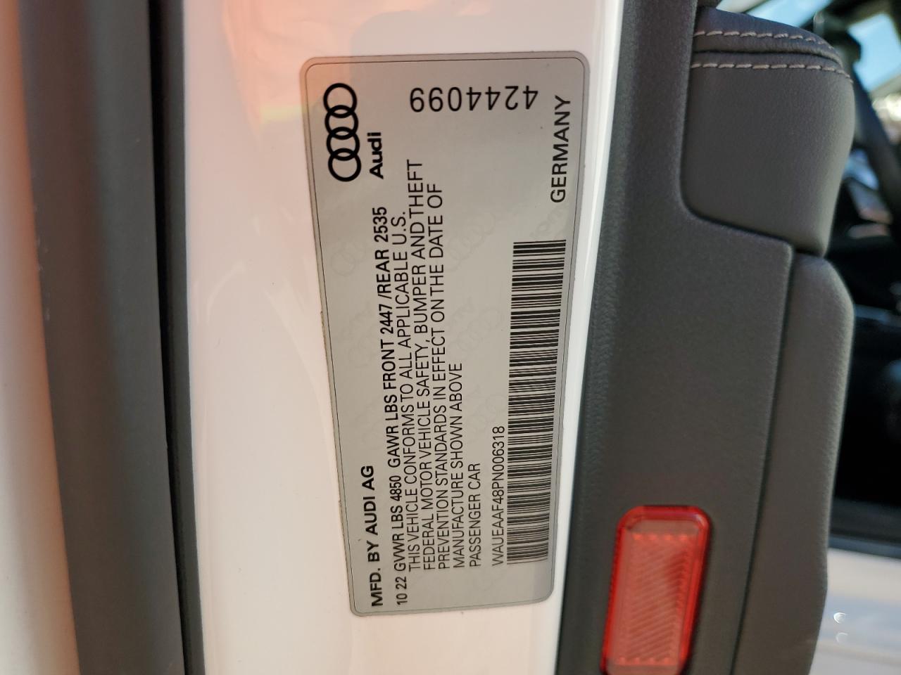 2023 AUDI A4 PREMIUM PLUS 45 VIN:WAUEAAF48PN006318