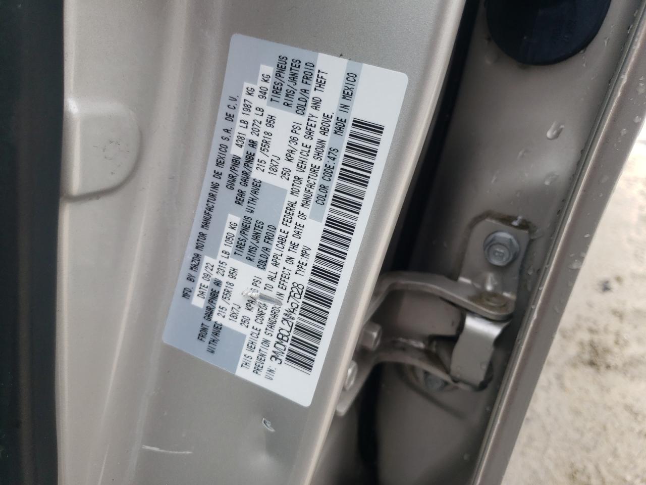 2022 MAZDA CX-30 PREFERRED VIN:3MVDMBCL2NM457628