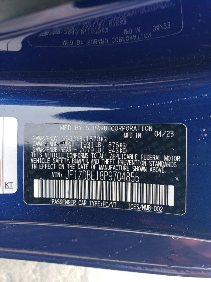 2023 SUBARU BRZ LIMITED VIN:JF1ZDBE18P9704855