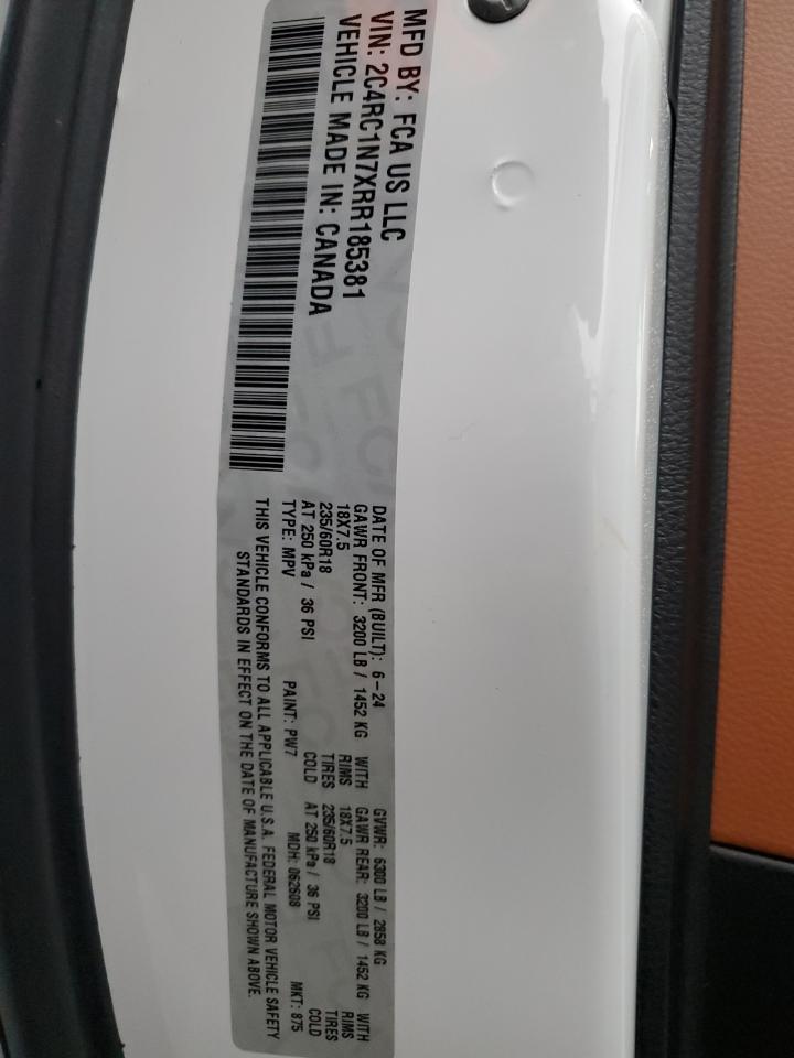 2024 CHRYSLER PACIFICA HYBRID PINNACLE VIN:2C4RC1N7XRR185381