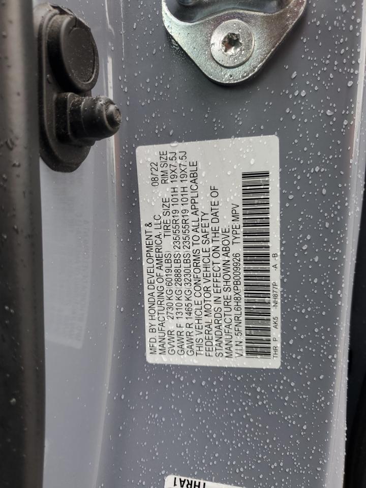 2023 HONDA ODYSSEY TOURING VIN:5FNRL6H8XPB009926