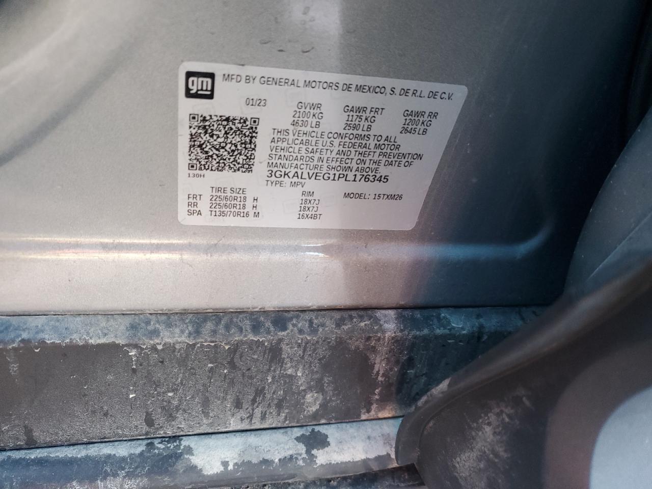2023 GMC TERRAIN SLT VIN:3GKALVEG1PL176345