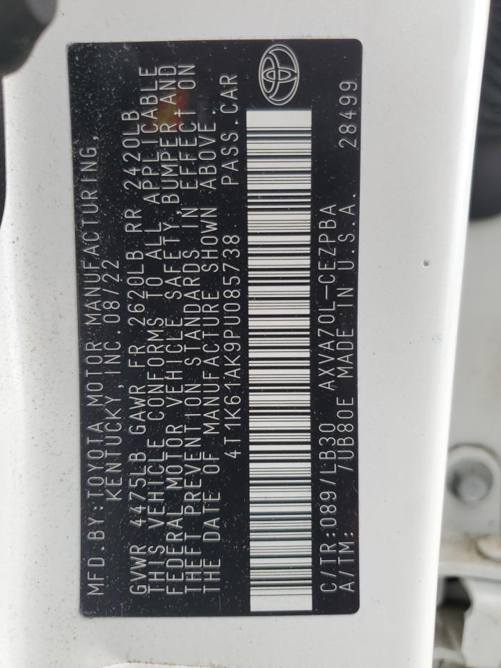 2023 TOYOTA CAMRY XSE VIN:4T1K61AK9PU085738