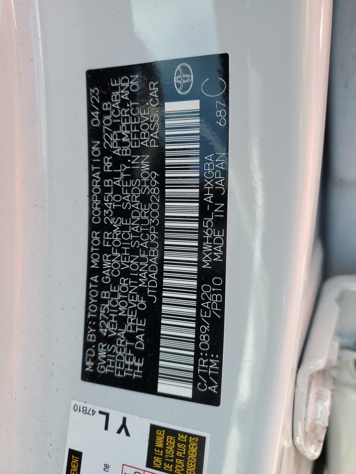 2023 TOYOTA PRIUS LE VIN:JTDADABU9P3002899