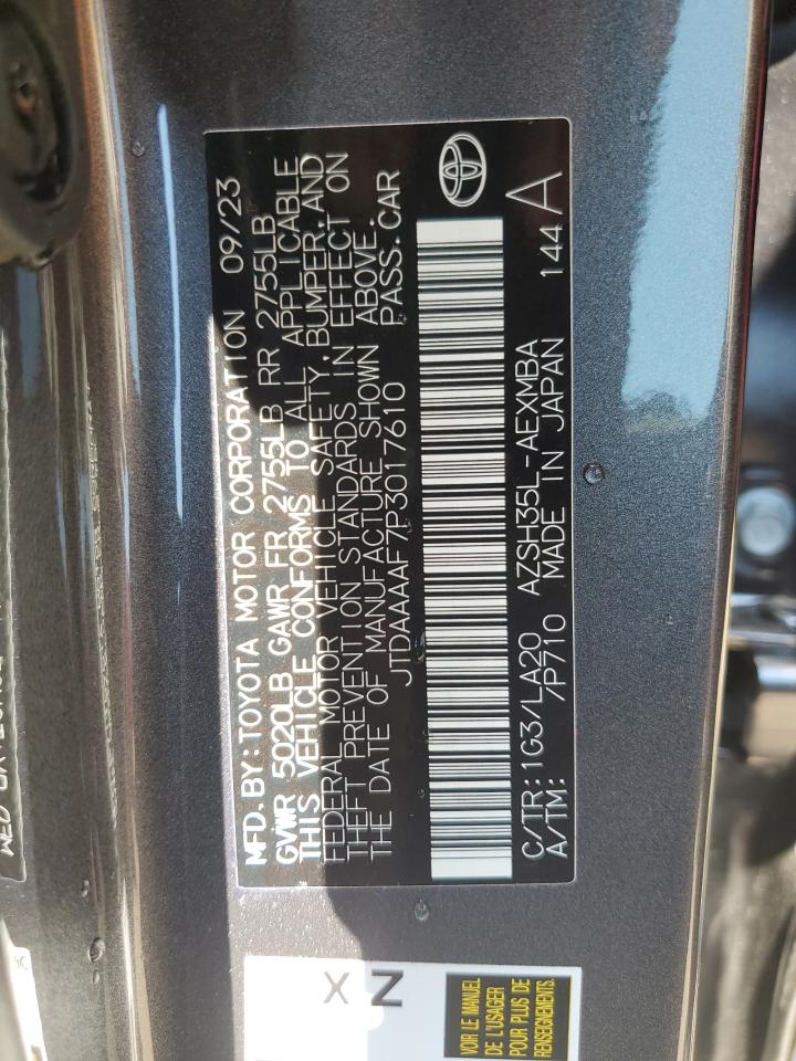 2023 TOYOTA CROWN XLE VIN:JTDAAAAF7P3017610