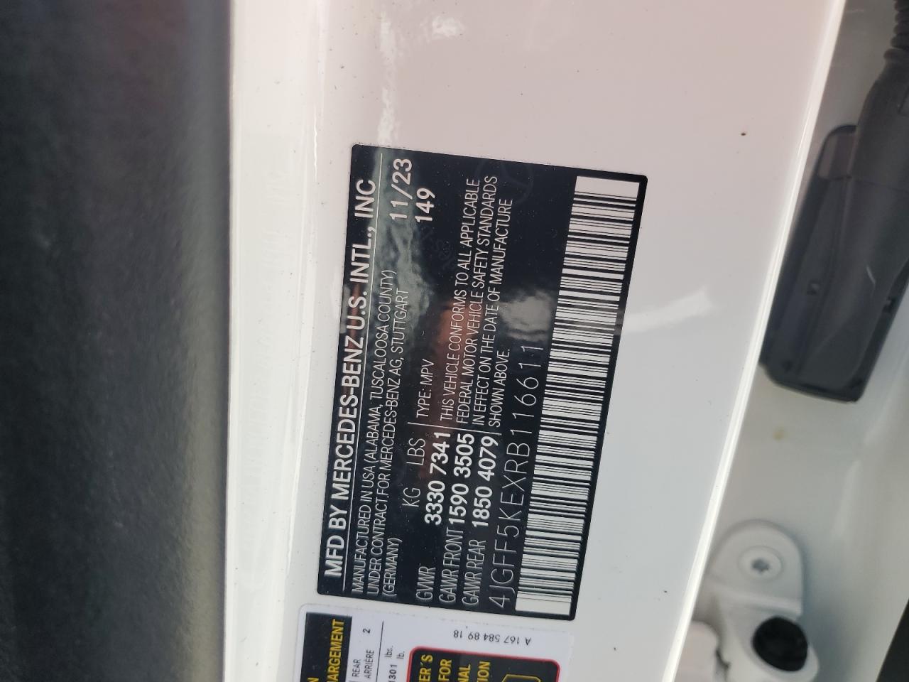 2024 MERCEDES-BENZ GLS 450 4MATIC VIN:4JGFF5KEXRB116611