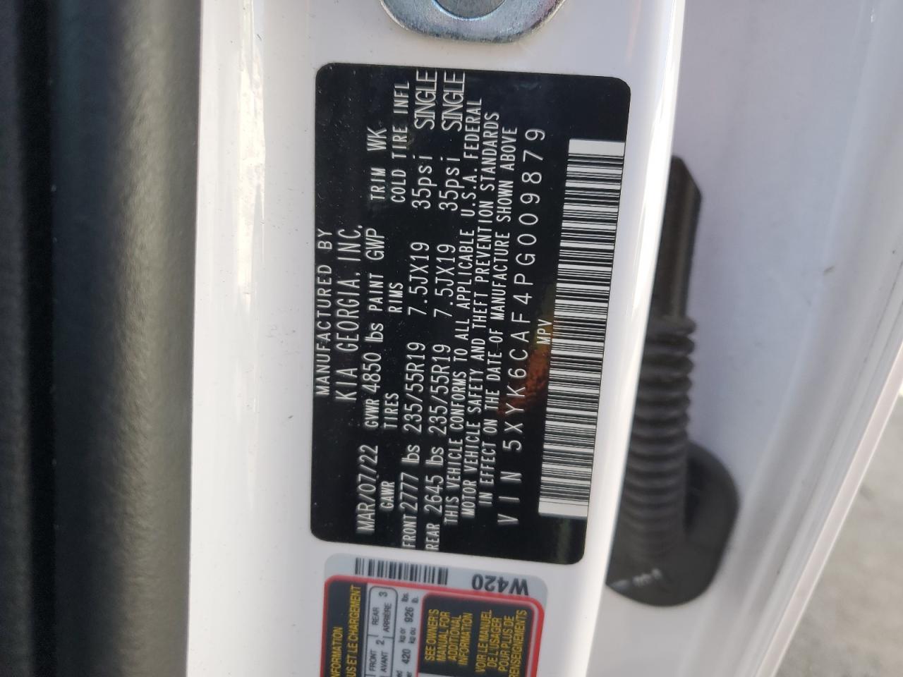 2023 KIA SPORTAGE X LINE VIN:5XYK6CAF4PG009879