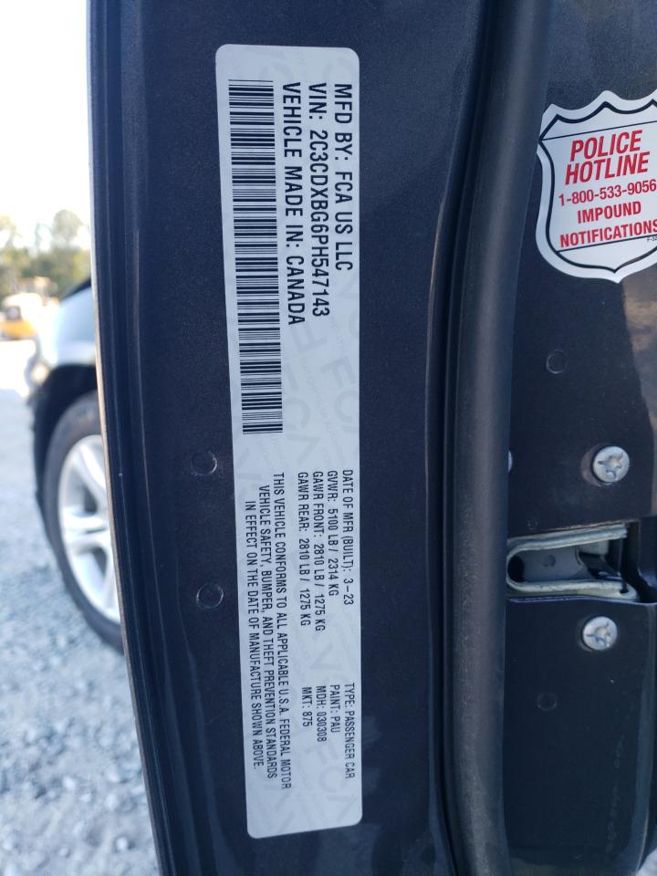 2023 DODGE CHARGER SXT VIN:2C3CDXBG6PH547143