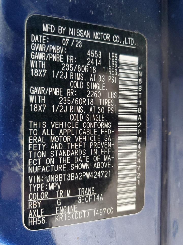 2023 NISSAN ROGUE SV VIN:JN8BT3BA2PW424721