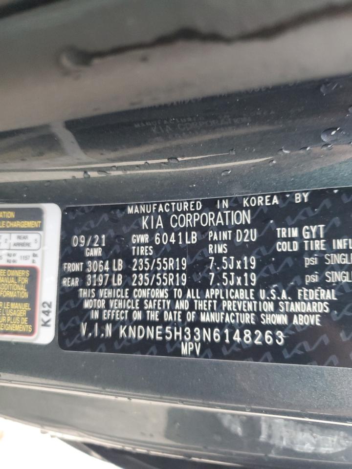 2022 KIA CARNIVAL SX PRESTIGE VIN:KNDNE5H33N6148263