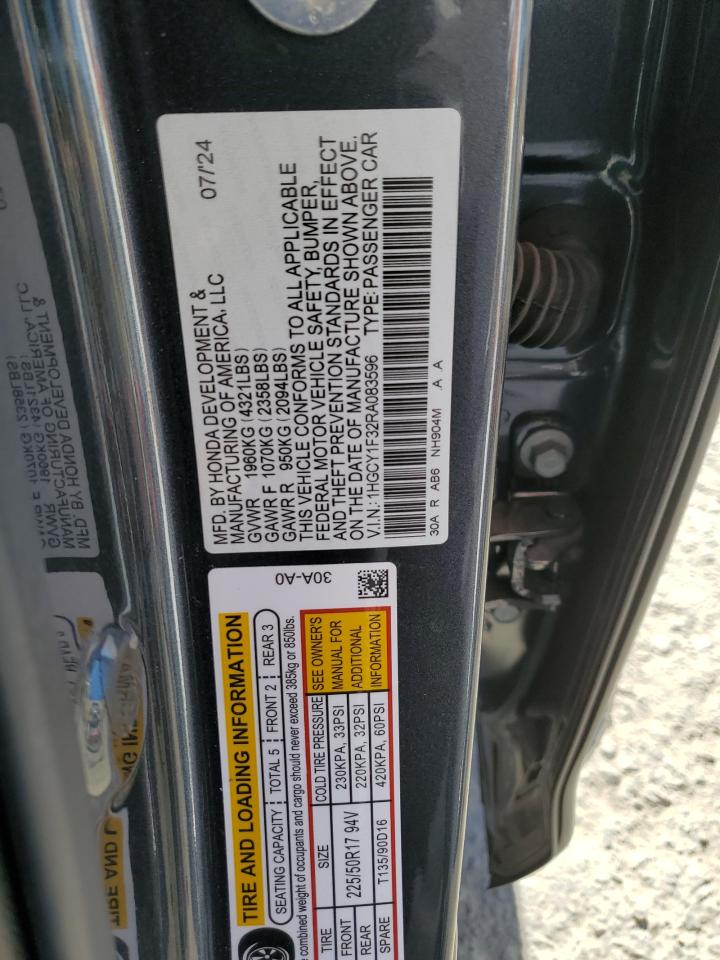 2024 HONDA ACCORD EX VIN:1HGCY1F32RA083596