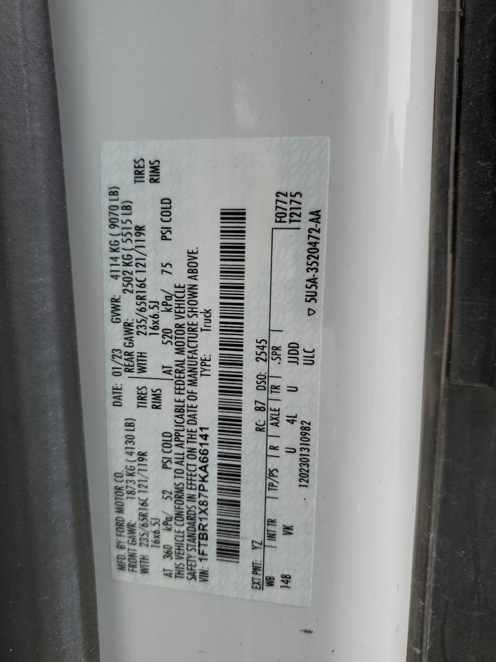 2023 FORD TRANSIT T-250 VIN:1FTBR1X87PKA66141
