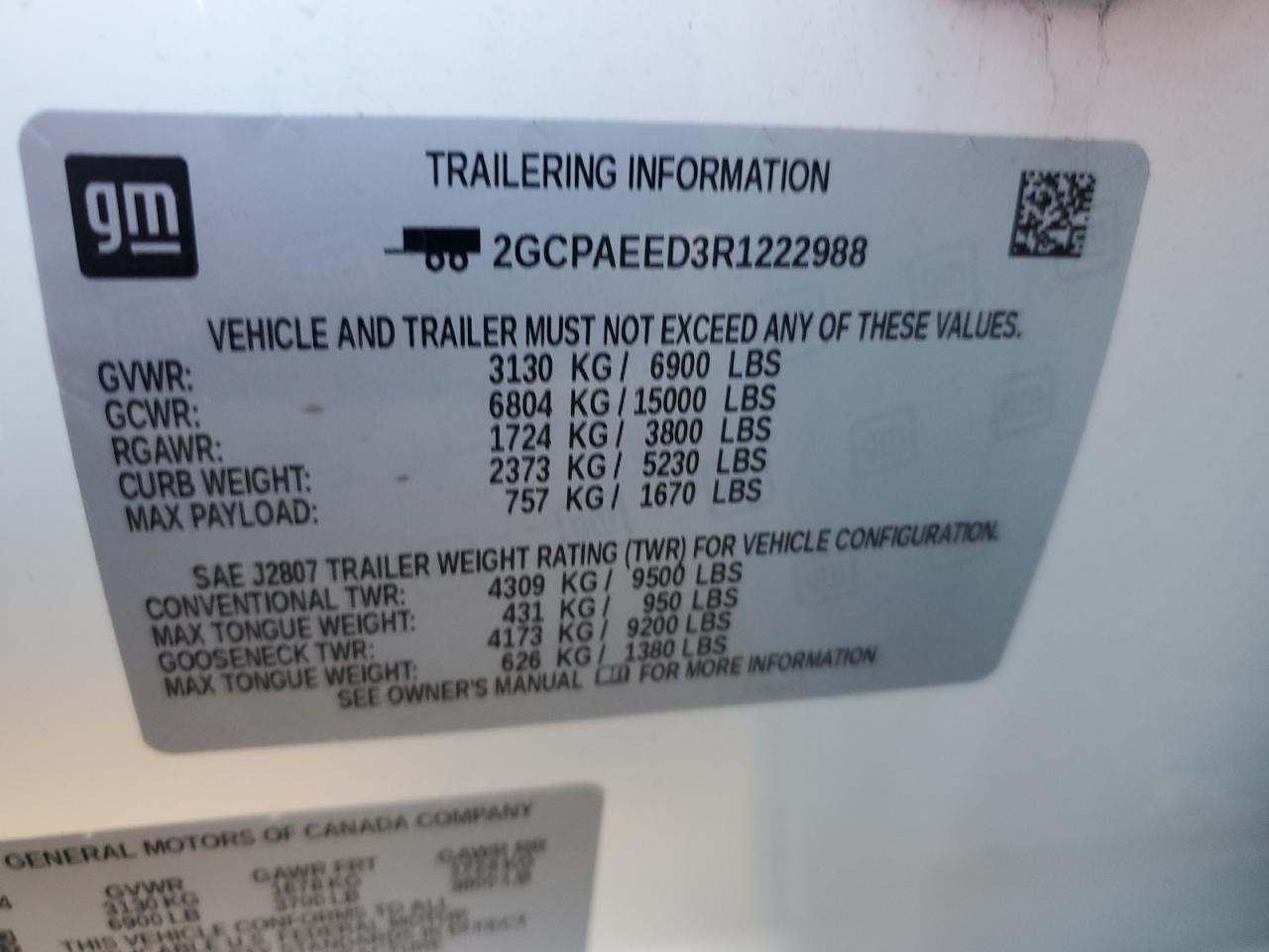 2024 CHEVROLET SILVERADO C1500 LTZ VIN:2GCPAEED3R1222988