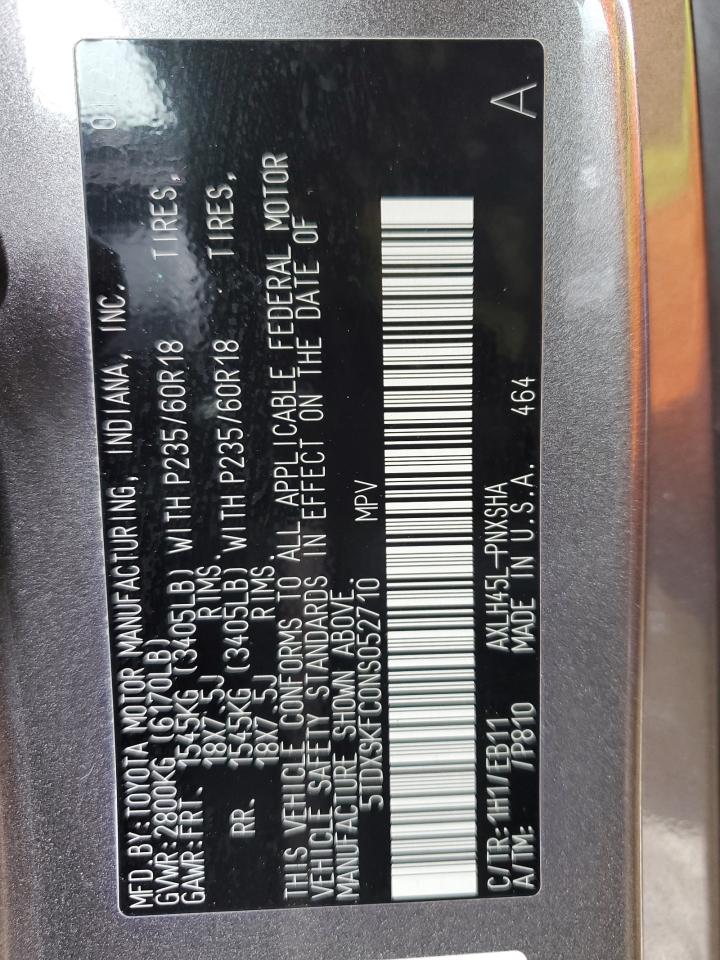 2022 TOYOTA SIENNA XSE VIN:5TDXSKFC0NS052710