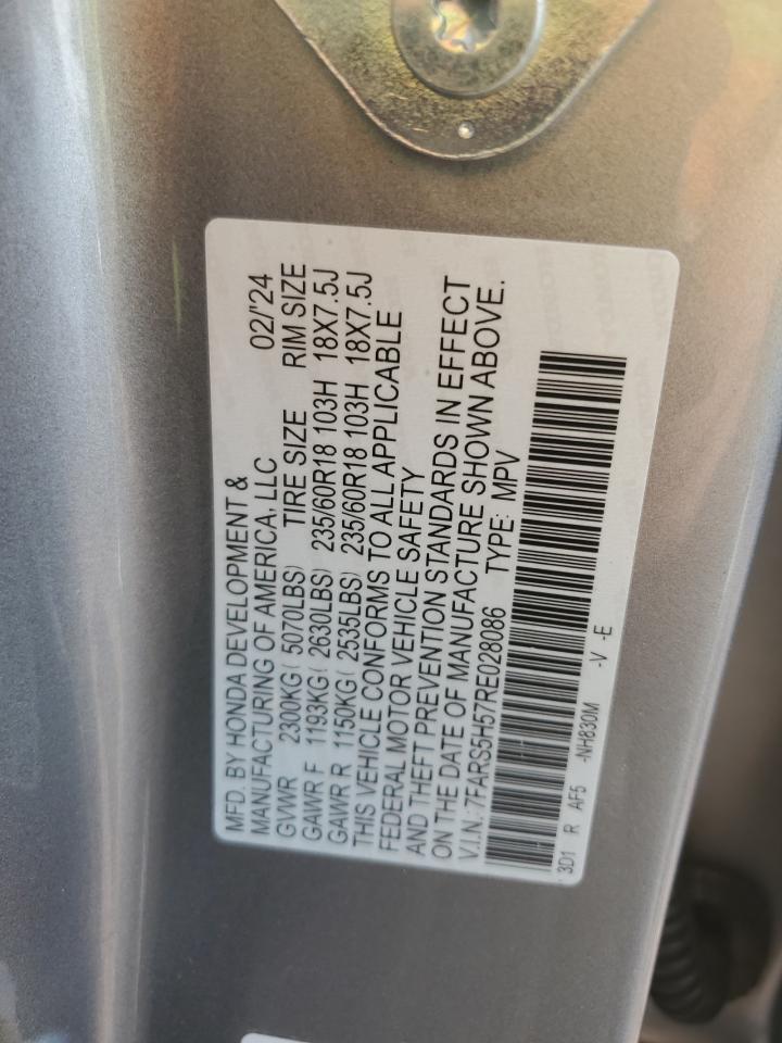 2024 HONDA CR-V SPORT VIN:7FARS5H57RE028086