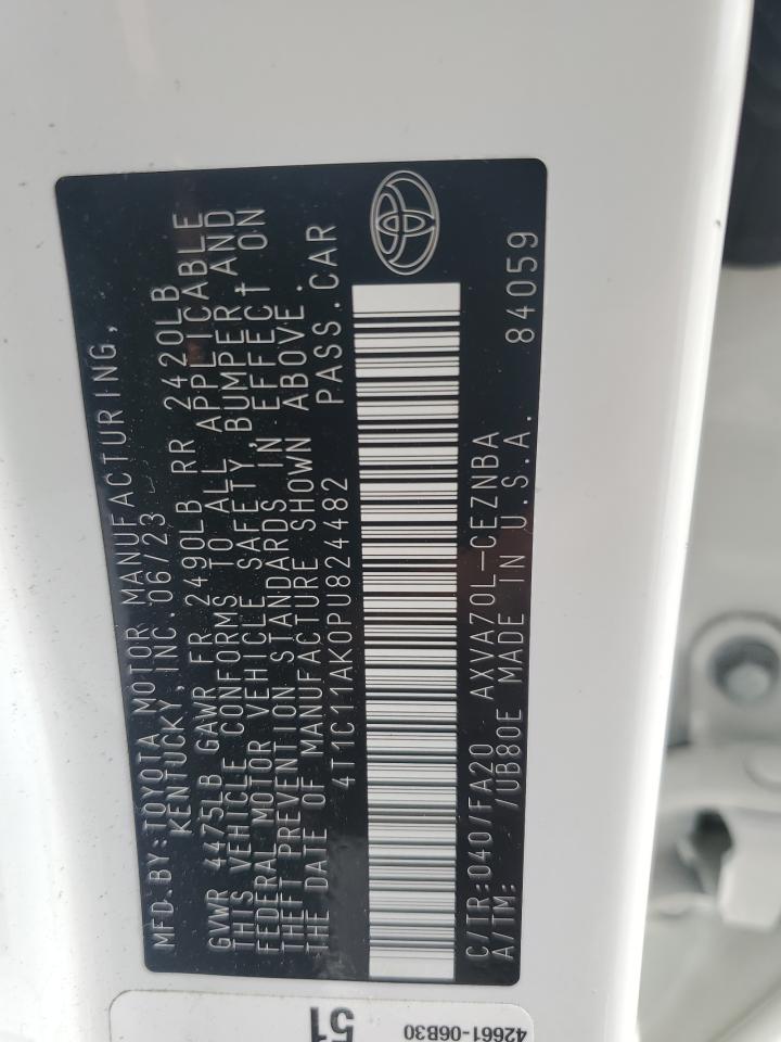 2023 TOYOTA CAMRY LE VIN:4T1C11AK0PU824482