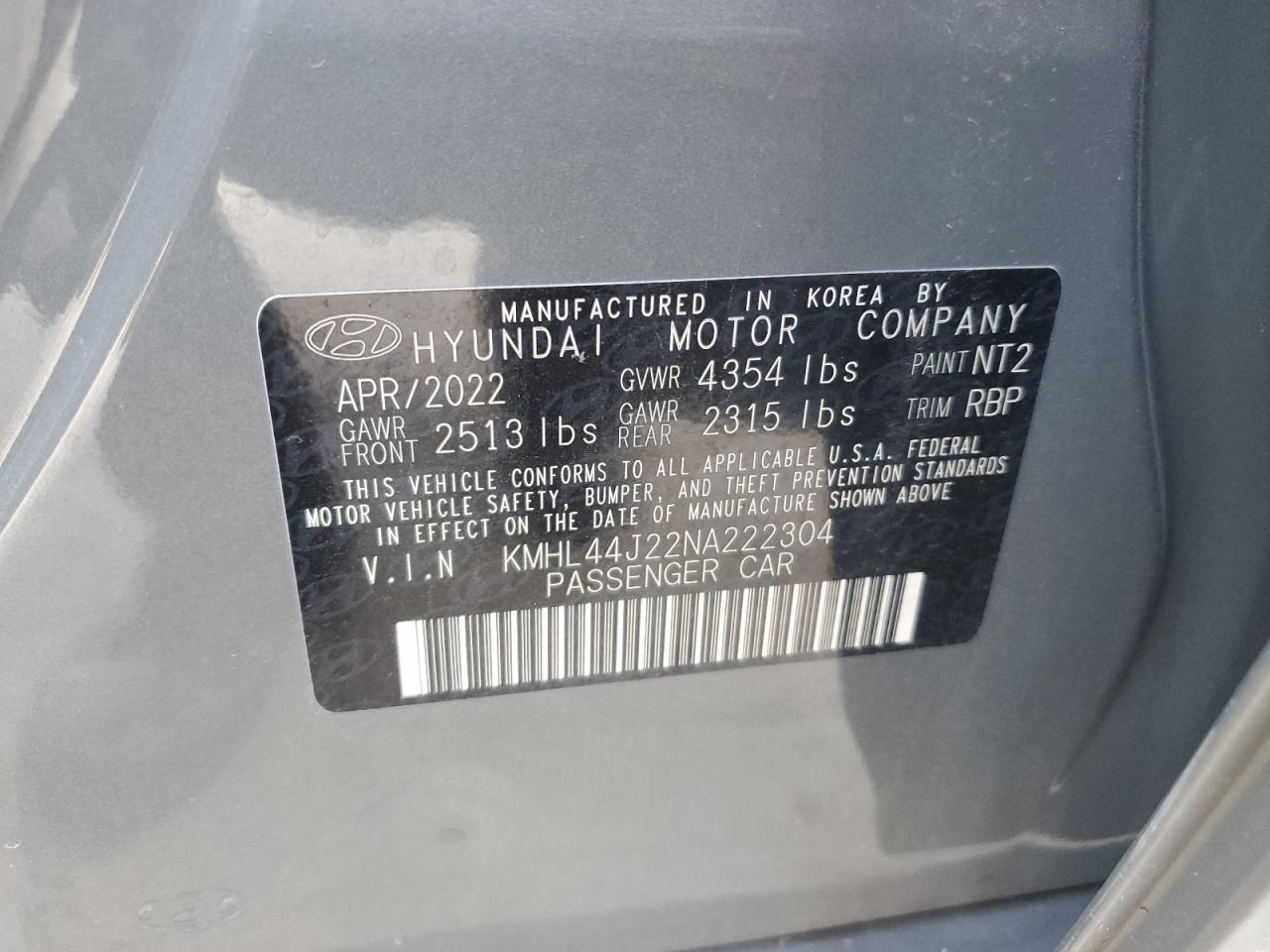 2022 HYUNDAI SONATA SEL PLUS VIN:KMHL44J22NA222304