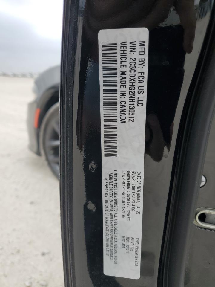 2022 DODGE CHARGER GT VIN:2C3CDXHG2NH130512