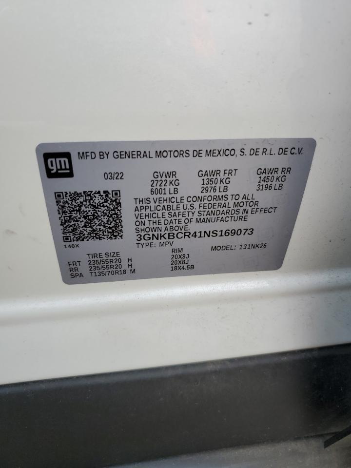 2022 CHEVROLET BLAZER 2LT VIN:3GNKBCR41NS169073