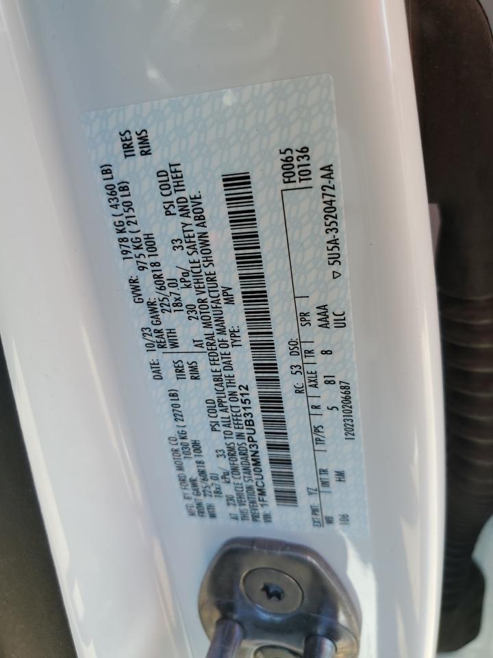 2023 FORD ESCAPE ST LINE VIN:1FMCU0MN3PUB31512