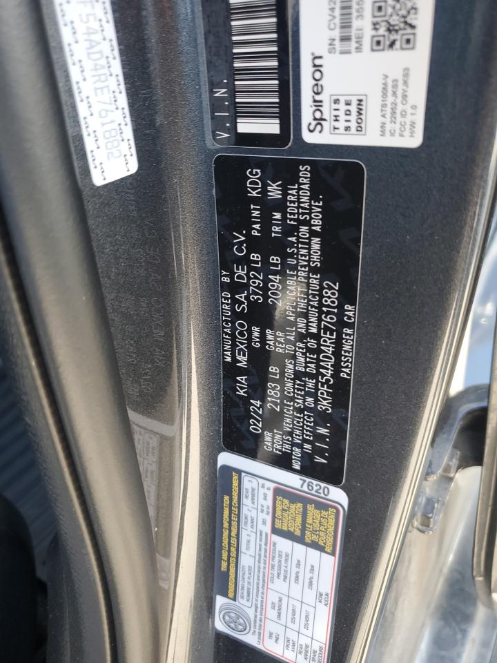 2024 KIA FORTE GT LINE VIN:3KPF54AD4RE761882