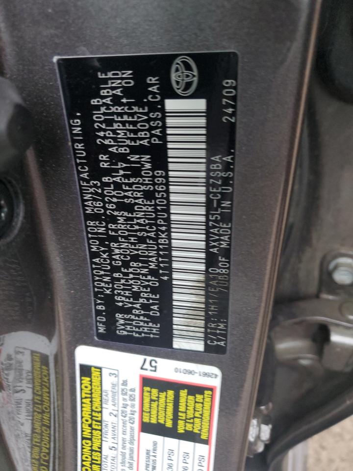 2023 TOYOTA CAMRY SE NIGHT SHADE VIN:4T1T11BK4PU105699