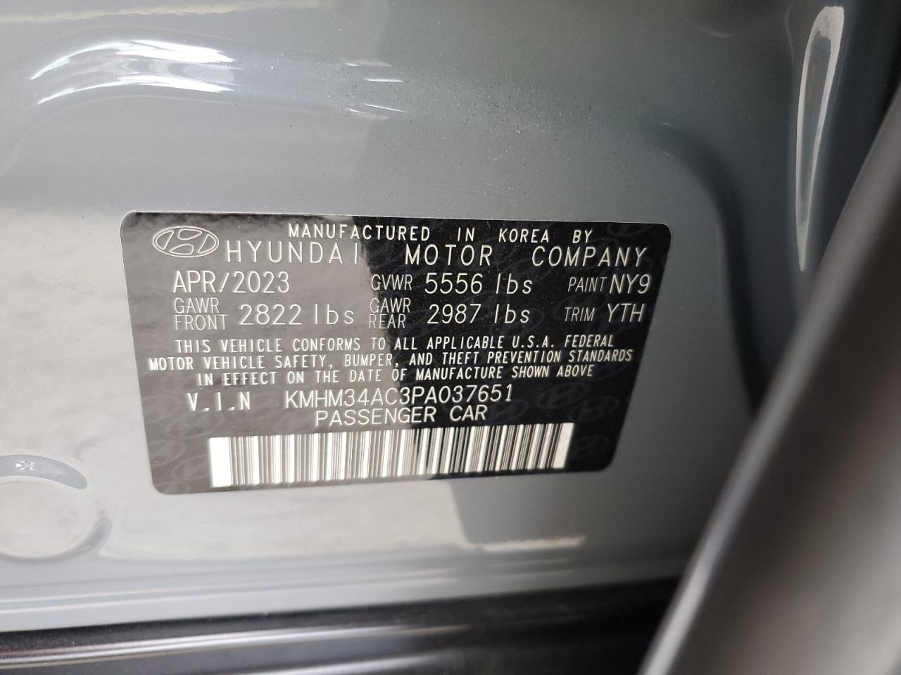 2023 HYUNDAI IONIQ 6 SEL VIN:KMHM34AC3PA037651