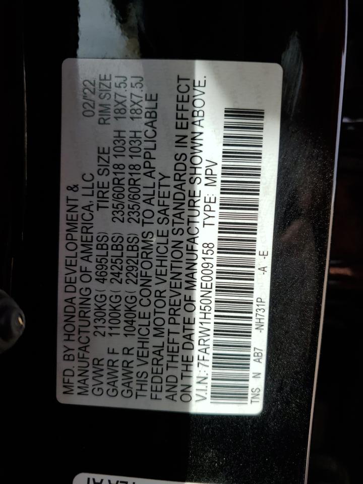 2022 HONDA CR-V EX VIN:7FARW1H50NE009158