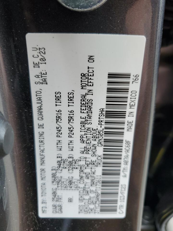 2023 TOYOTA TACOMA DOUBLE CAB VIN:3TYCZ5AN6PT173611