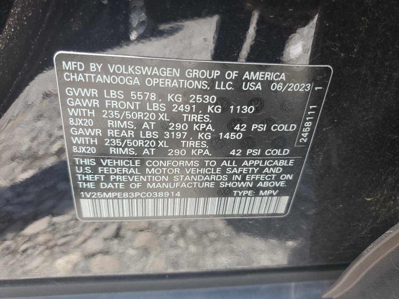 2023 VOLKSWAGEN ID.4 S VIN:1V25MPE83PC038914