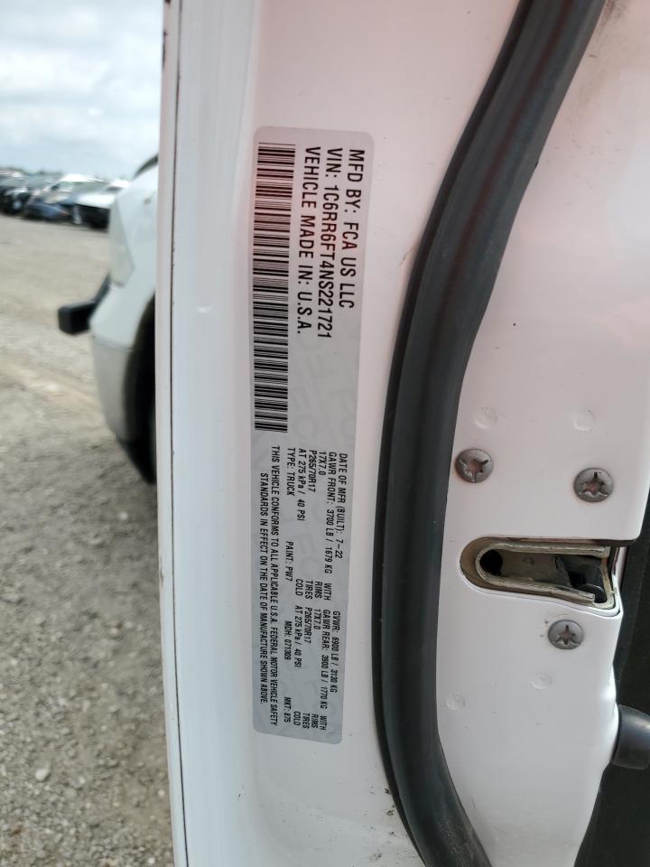 2022 RAM 1500 CLASSIC TRADESMAN VIN:1C6RR6FT4NS221721