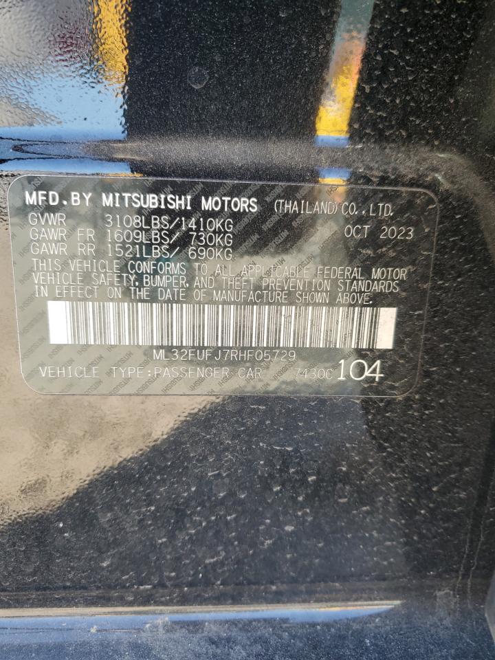 2024 MITSUBISHI MIRAGE G4 ES VIN:ML32FUFJ7RHF05729