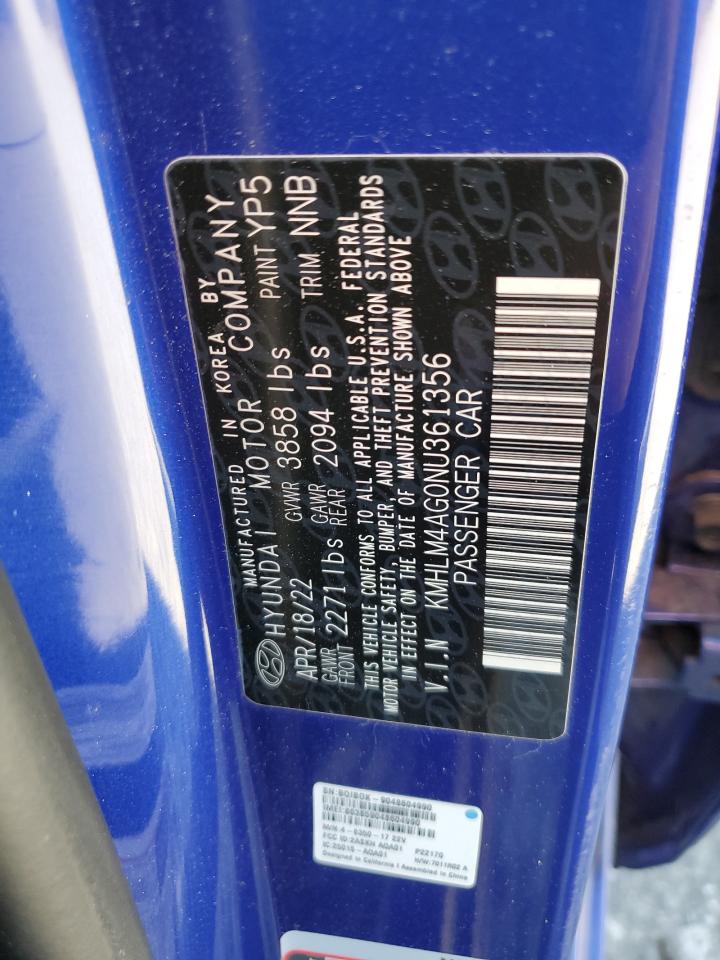 2022 HYUNDAI ELANTRA SEL VIN:KMHLM4AG0NU361356