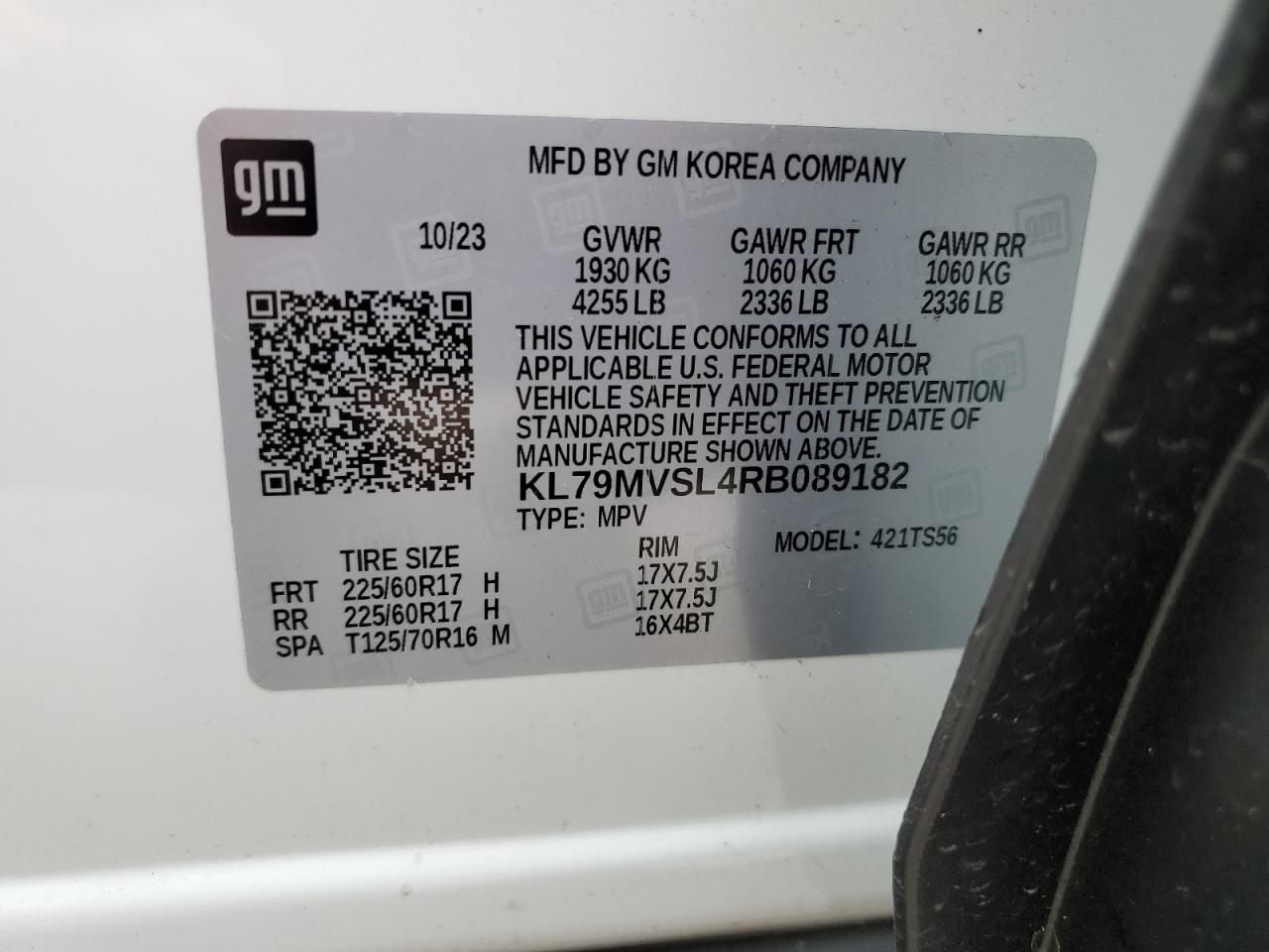 2024 CHEVROLET TRAILBLAZER ACTIV VIN:KL79MVSL4RB089182