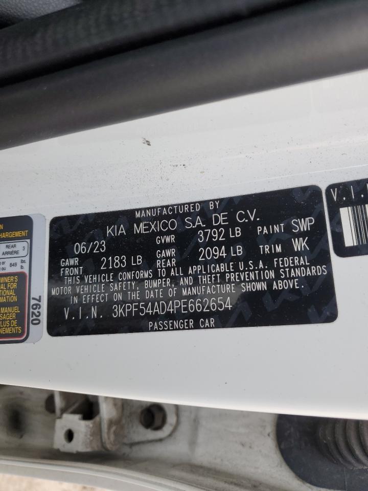 2023 KIA FORTE GT LINE VIN:3KPF54AD4PE662654