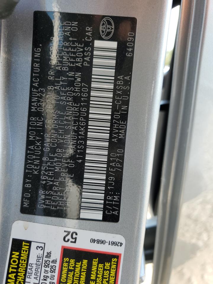 2023 TOYOTA CAMRY SE NIGHT SHADE VIN:4T1S31AK6PU611607