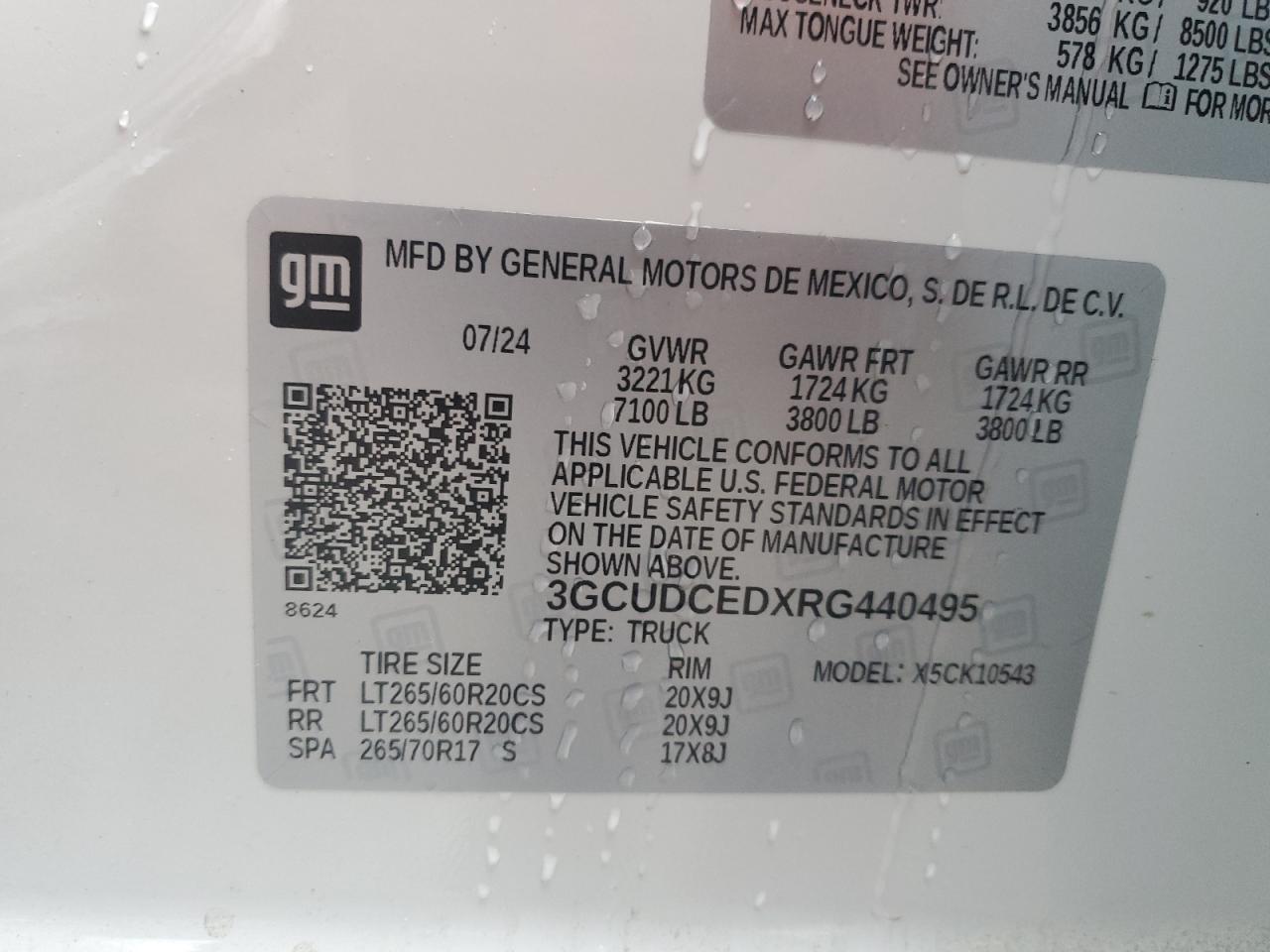 2024 CHEVROLET SILVERADO K1500 TRAIL BOSS CUSTOM VIN:3GCUDCEDXRG440495