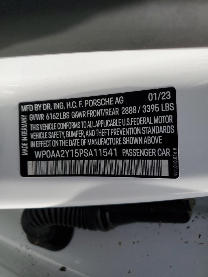 2023 PORSCHE TAYCAN VIN:WP0AA2Y15PSA11541
