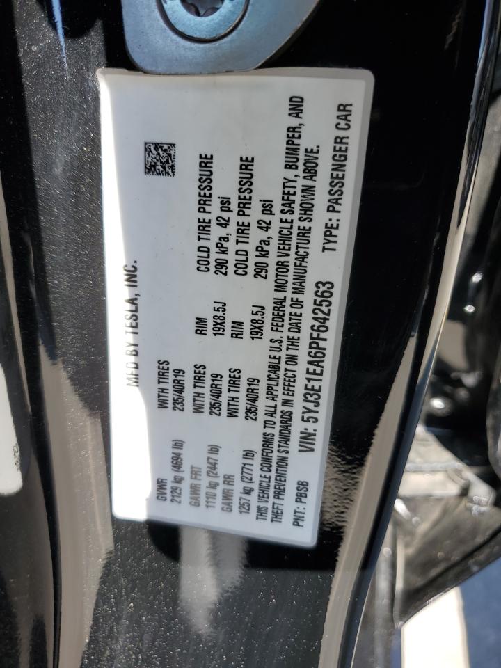 2023 TESLA MODEL 3 VIN:5YJ3E1EA6PF642563