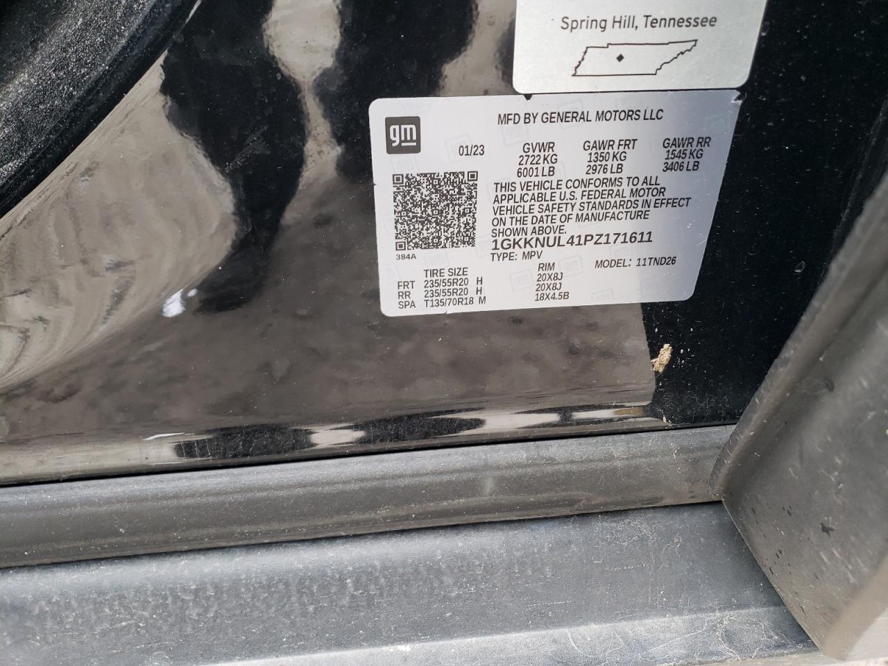 2023 GMC ACADIA SLT VIN:1GKKNUL41PZ171611