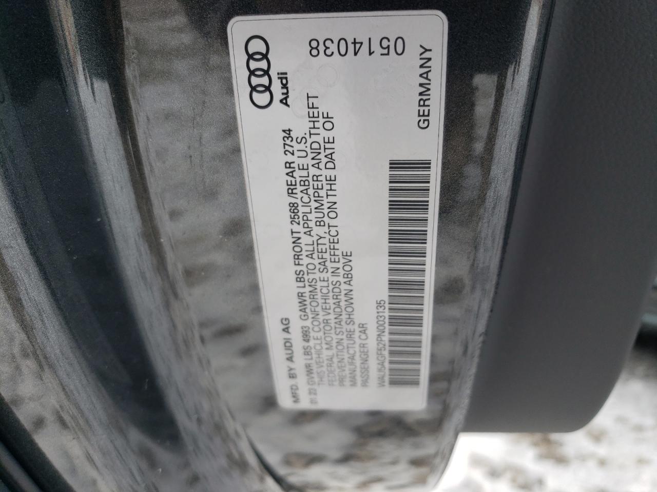 2023 AUDI A5 PRESTIGE 45 VIN:WAU5AGF52PN003135