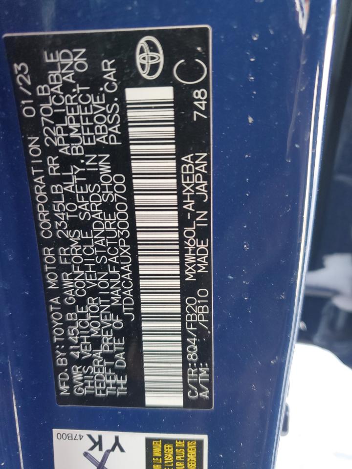 2023 TOYOTA PRIUS LE VIN:JTDACAAUXP3000700