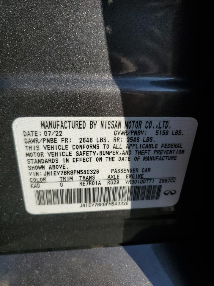 2023 INFINITI Q50 LUXE VIN:JN1EV7BR8PM540326