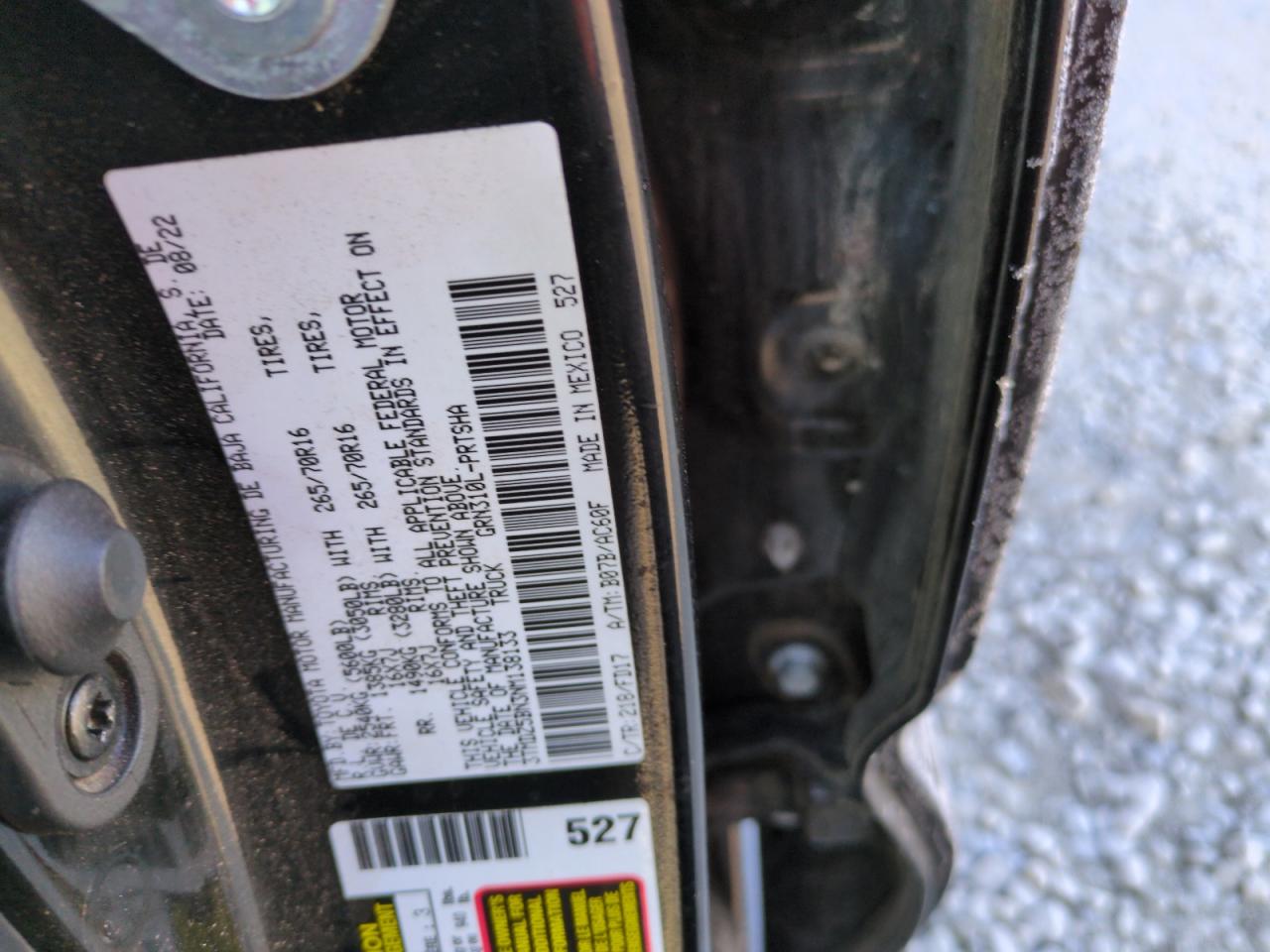 2022 TOYOTA TACOMA DOUBLE CAB VIN:3TMDZ5BN3NM138133