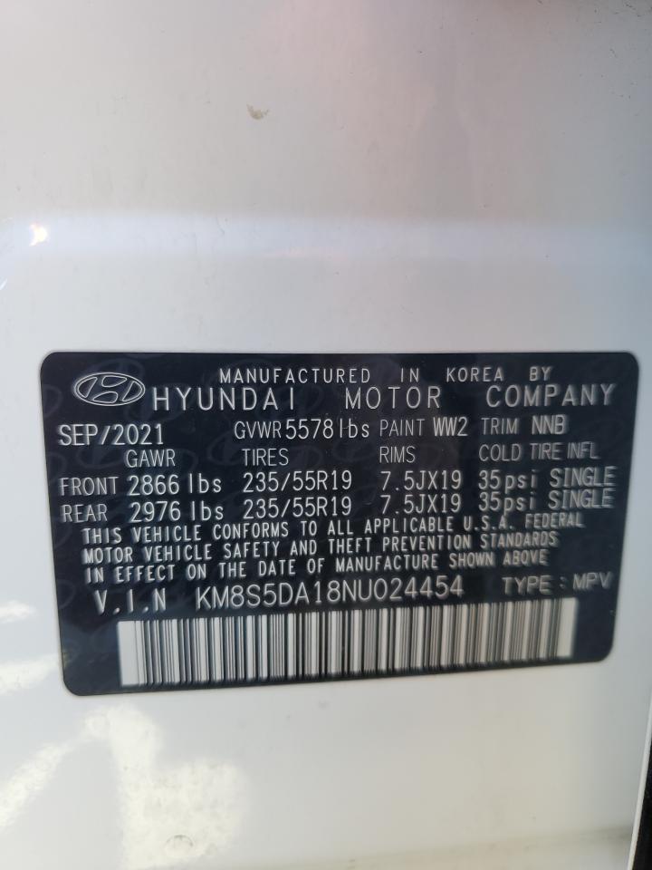 2022 HYUNDAI SANTA FE LIMITED VIN:KM8S5DA18NU024454