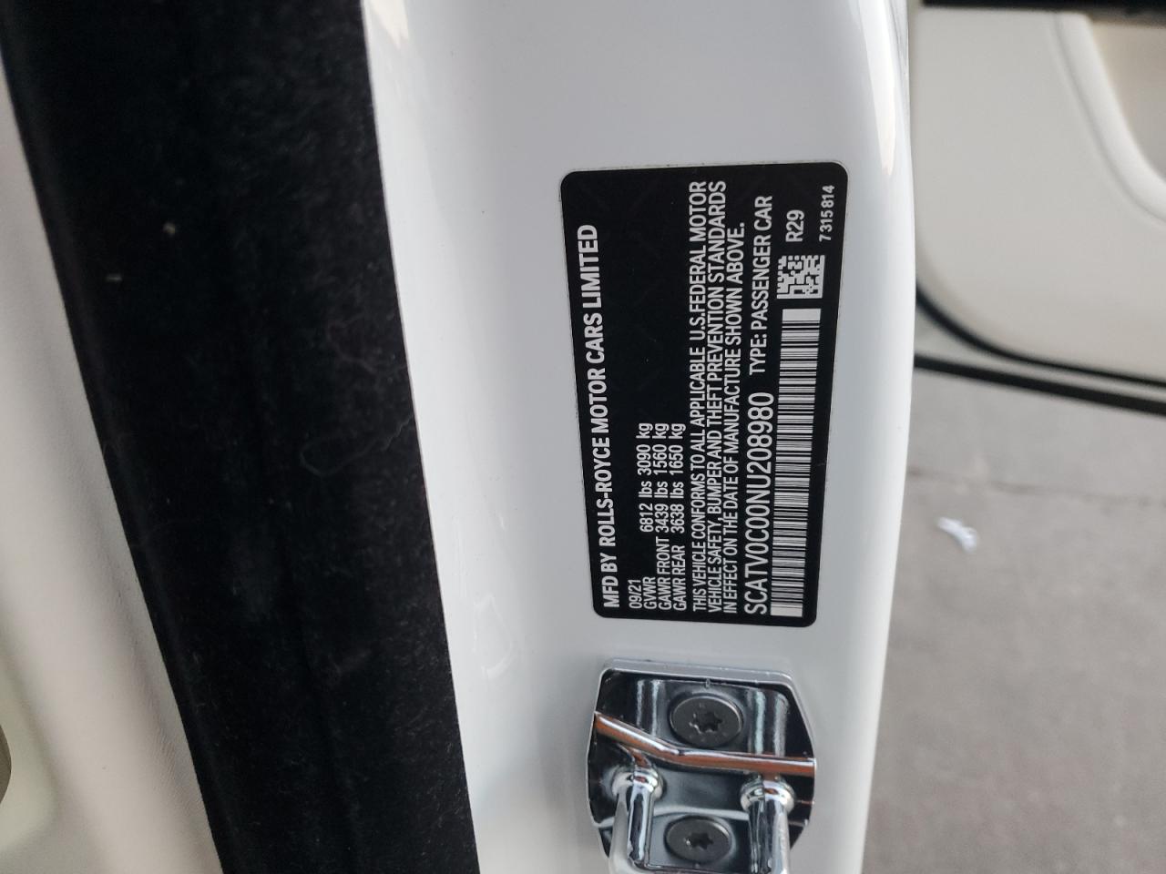 2022 ROLLS-ROYCE GHOST VIN:SCATV0C00NU208980